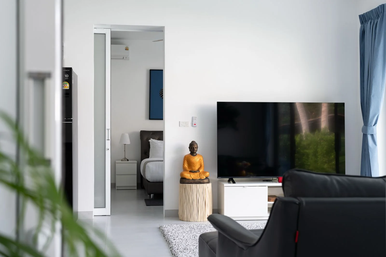 Living area and bedroom entrance inside the two-bedroom Buddha Bliss villa